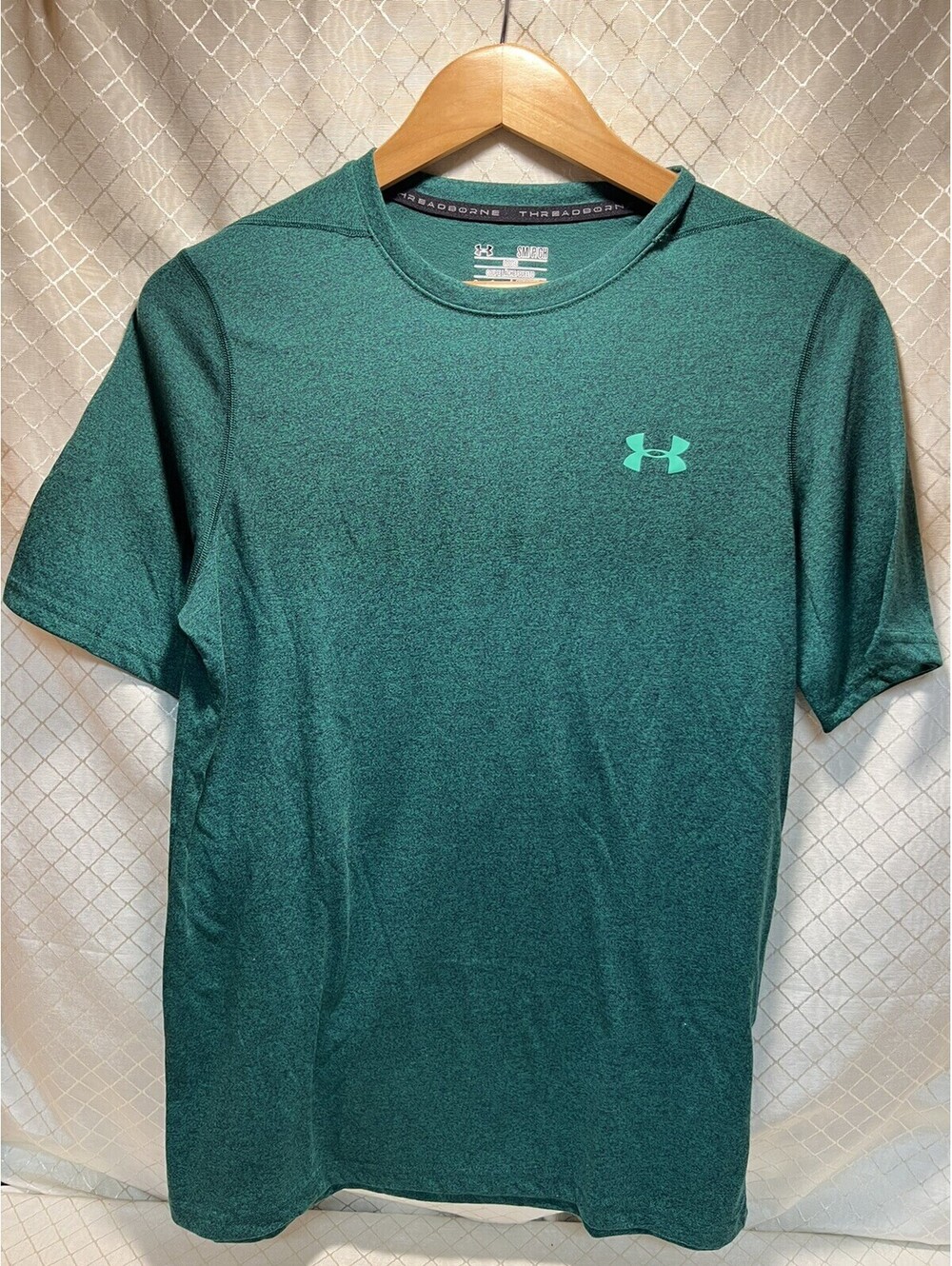 Under Armour Mens Small HeatGear Loose T-shirt Heather Green